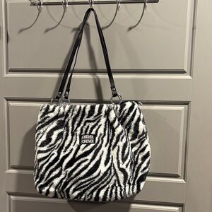 Black & White Zebra Faux Fur Tote